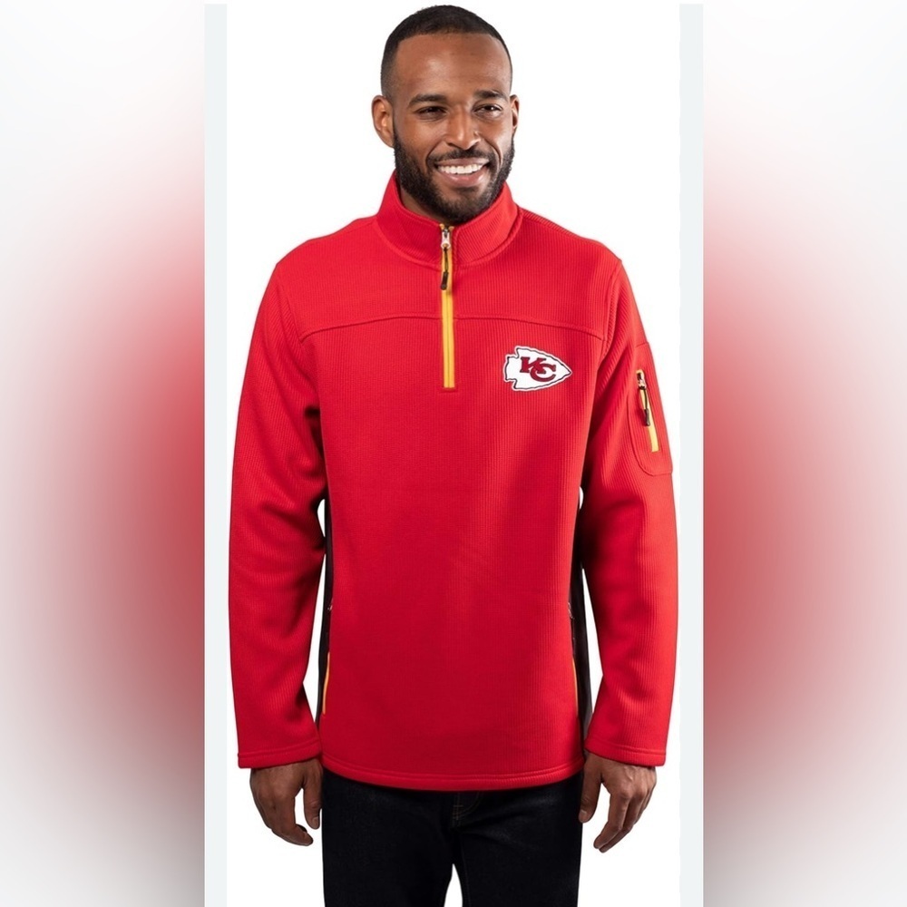 NFL team apparel Men's Quarter-Zip Pullover Sweatshirt with Zipper Pockets